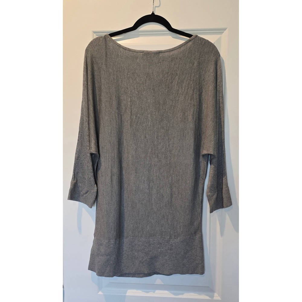 White House Black Market Grey Cat Rhinestone 3/4 Sleeve Sweater XL 570088111 - Picture 3 of 5